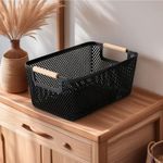 product_image_name-Fashion-Large size Modern hard Plastic Storage Basket with Wooden Handles-2
