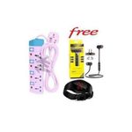 Powermax Power King Home Best 4-Way Power Extension With Long Cable + Free Neckband Bluetooth Earphones & Watch