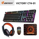 4 In 1 Game Set Wired Keyboard LED Rainbow Backlit Mouse Headset Mousepad Gaming Keyboard Combo Membrane Gaming Keyboard And Accessories