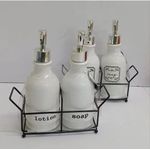 product_image_name-Generic-2 in 1 Ceramic Soap Lotion Dispenser Set With Metallic Stand -2