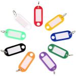 10Pcs Mix Color Plastic Keychain Key Ring Holder ID Tags Label Name Card Language Fob Split Ring Key Tags Key Chains Key Rings for home, office and kitchen