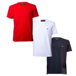 Navy Blue/White/Red 3-Pack Round Neck Heavy Duty T-shirts