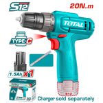 product_image_name-TOTAL-TDLI12456 Cordless drill Voltage:12V 20Nm.-1