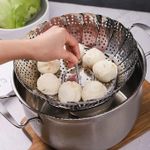 product_image_name-Generic-Stainless Steel Foldable/Folding Vegetable Food Steamer Basket-1