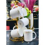Ceramic 6Pc White Classy Tea Mugs