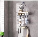 product_image_name-Generic-Partitioned Bathroom Wall Hanging Shower Caddy - Aluminum Storage Organizer-3