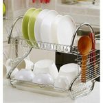product_image_name-Generic-2 Tier Dish Rack Stainless Steel, With Drain Board-1