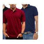 product_image_name-Generic-2 Men's Cotton Collar Polo Shirt TSHIRT - Maroon&NavyBlue-1