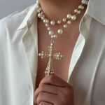 Pearl Cross Statement Necklace