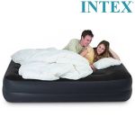 Intex Queen Pillow Rest Raised Air Bed W/Fiber-Tech In-Built Pump