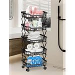 Fruits Kitchen Rotating Storage Rack With Wheels 5 Tier