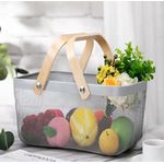 Metalic Mesh Storage/fruit basket with Wooden handles