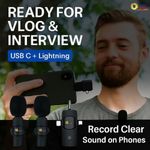 product_image_name-Generic-Wireless Dual Lavalier Microphone Kit - 2 Clip on Mics + 3-in-1 Multi-Connector Receiver (3.5mm, USB-C, Lightning) for Smartphone Tablet Vlog YouTube Interviews Live Streaming-5