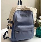 product_image_name-Fashion-Two-Tone Compact Backpack with Front Pocket, School, Travel, and Daily Bag - Dark Blue And White-1