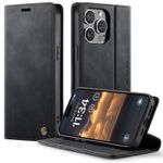 product_image_name-Caseme-iPhone 13 Pro Max  Leather Flip Cover – Black-1