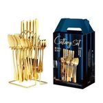 Premium 24-Piece Stainless Steel Cutlery Set With Stand