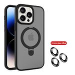 product_image_name-Generic-Black Translucent Hard Matte Magnetic Ring Cover Case for MagSafe Accessories & Wireless Charging with Camera Metal Lens Protectors for iPhone 14 Pro-1