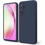 product_image_name-Generic-Liquid Silicone Case for Samsung Galaxy A55 5G Back Cover/Complete Inside Side Edge to Corner Microfiber Lining/Shockproof True Liquid Silicone Case (Sam A55 - Navy Blue)-1