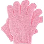 Bath & Shower Exfoliating Gloves For Body Scrub & Bath- Color Pink