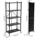 5-Tier Heavy Duty Foldable Metal Rack Storage Shelving Unit with Wheels Moving Easily Organizer Shelves Great for Garage Kitchen Holds