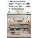 product_image_name-Generic-2 layer stainless steel expandable under the sink pool rack adjustable storage organizer for kitchen bathroom cleaning supplies and household essentials, rust resistant multifunctional space saving shelf-2