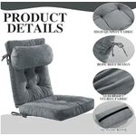 product_image_name-Generic-Rocking Chair Cushion With Adjustable Head Pillow, Outdoor Rocking Chair Cushions With Ties, Back Pads For Rocker,-3