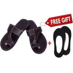 PHOELIX FASHIONS Men Open Leather African Slip-On Sandals + FREE GIFT.