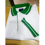 Plain White And Green Stripes Polo T-shirt