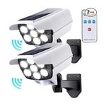 2pieces pack dummy Solar Light Solar Motion Sensor Lights Outdoor Wireless Solar Flood Security Spotlights with Remote Control 180W Dummy Camera LED Spotlights for Porch Garden Garage