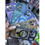 product_image_name-Generic-Transparent MagSafe Magnetic Ring Stand Case with 360° Rotatable Ring and Camera Lens Protector for iPhone 16 Pro Max - Greenish-3