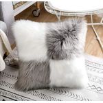 Gray and White faux fur throw pillow cases
