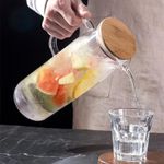product_image_name-Generic-1.7L Glass Water Pitcher jug with Handle and Bamboo Lid Heat Resistant Cold Hot Kettle-1