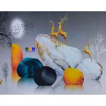 product_image_name-Canvas Prints-Golden Deer Abstract Canvas Printed Art-1