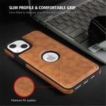 product_image_name-Generic-iPhone 14 Plus Phone Case, Brown Full Hard Case Classic Soft PU Leather Protective Cover for Second Device-4