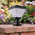 Solar LED Garden Post Lamp with Automatic On Off and Crystal Shade Design