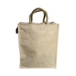 Brown Potrait shaped Jute Juco tote bag 