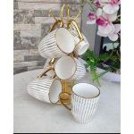 6pcs Ceramic Mug With Golden Print