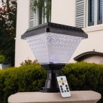 Outdoor Solar LED Post Lamp with Automatic Sensor and Decorative Glow