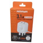 Amaya 3.1A 2 usb super fast charging compatible with multiple models adapter