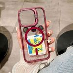 product_image_name-Generic-Burgundy Magsafe Compatible Stand Bracket Transparent Case with Camera Metal Ring Lens Protector for iPhone 11 Pro-3