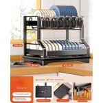 Quality carbon 2Tier Dishrack-Dishdrainer with cup holder +Utensil Rack