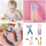 Baby silicon spoon and fork set