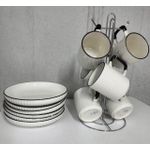 Japanese 12 Pcs Ceramic Tea Set – 6 Cups & 6 Side Plates Elegant Tableware