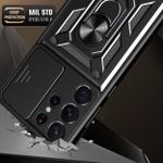 product_image_name-Generic-Black Stand Case with Slide Camera Cover, Built-in 360° Rotate Ring Kickstand Cover Case for Samsung Galaxy S23 Ultra-3