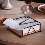 product_image_name-Generic-Bamboo Base Metallic Serviet Holder – Elegant Napkin Stand for Tabletop Use-2
