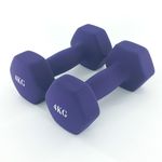 2pc Neoprene Hex Dumbbells Set – Soft Nonslip Grip 4KG