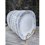 6PC 10.5" Blue Square Flowered Ceramic Plates – Elegant Dinnerware Set