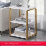 Nordic 3-tier side table featuring a white marble