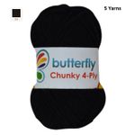 Butterfly Chunky 4-Ply Yarn Black No. 119 ( Pack of 5 )
