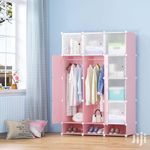 Strong 3 Columns Plastic Wardrobe Pink.